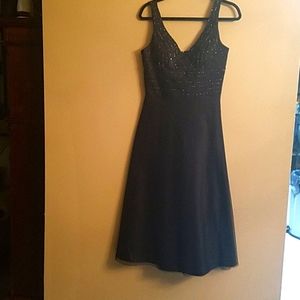 Black sequined evening dress
